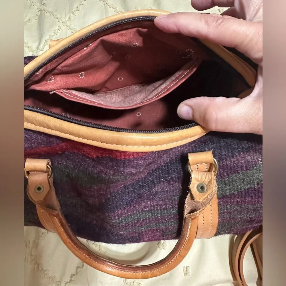 Vintage Custom-made Southwestern Style Woven Wool and Leather